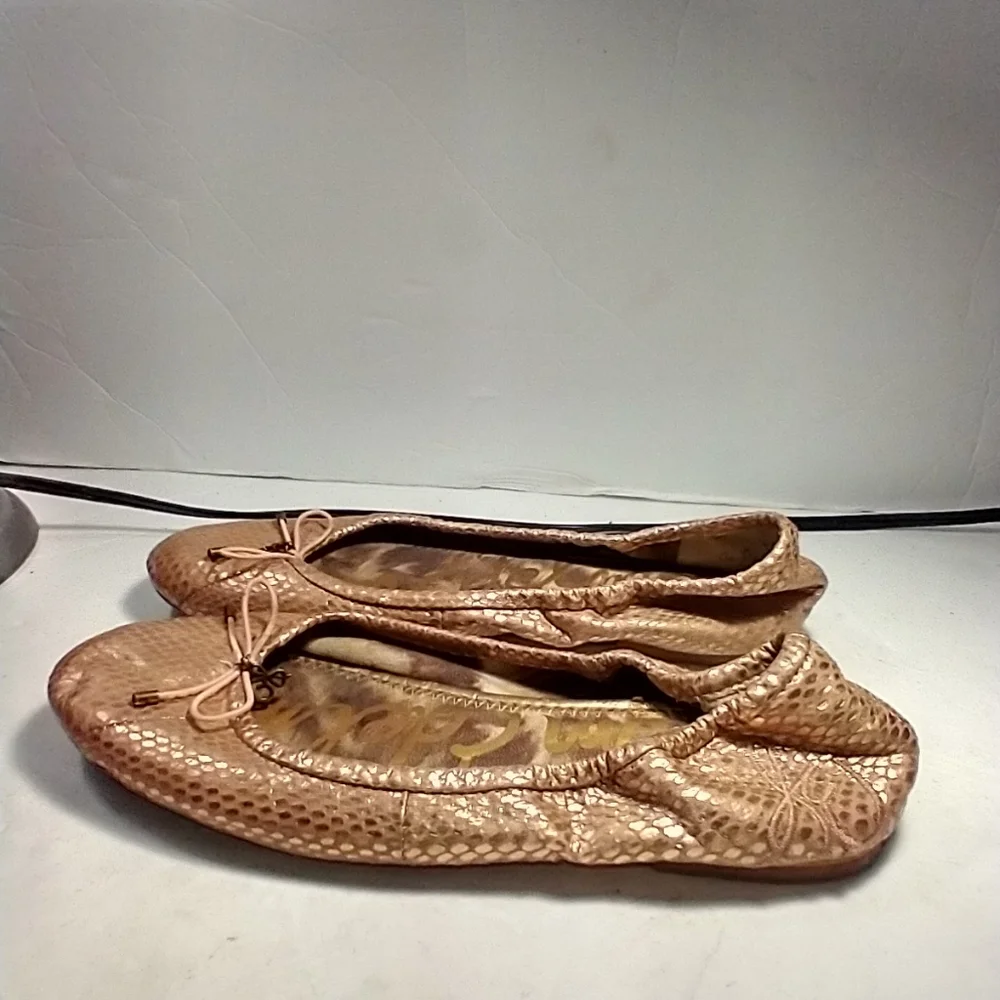 Sam Edelman Felicia Snake Print Rose Gold Ballet Flat Women's sz 6.5M.